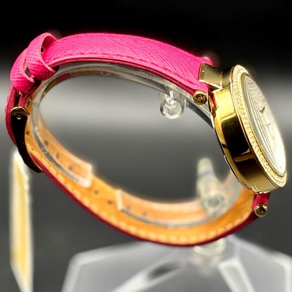 Michael Kors Parker MK2297 Crystal Chronograph Pink Leather Watch NWT